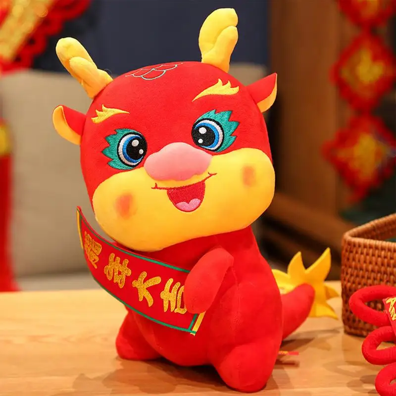 

Cartoon Zodiac Mascot Dragon Plush Toys Soft Stuffed Animal Kawaii Lucky Dragon Plushie Doll Pillow Store Decor Gift