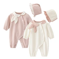 Autumn Winter Newborn Baby Girls Clothes Thicken Fleece Warm Rabbit Jumpsuit Set Girls Rompers + Hats