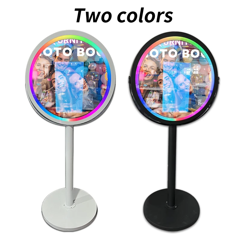 Round Mirror Photo Booth Selfie Led Frame Portable21.5in Touch Screen Magic Mirror Booth Machine for Wedding Party