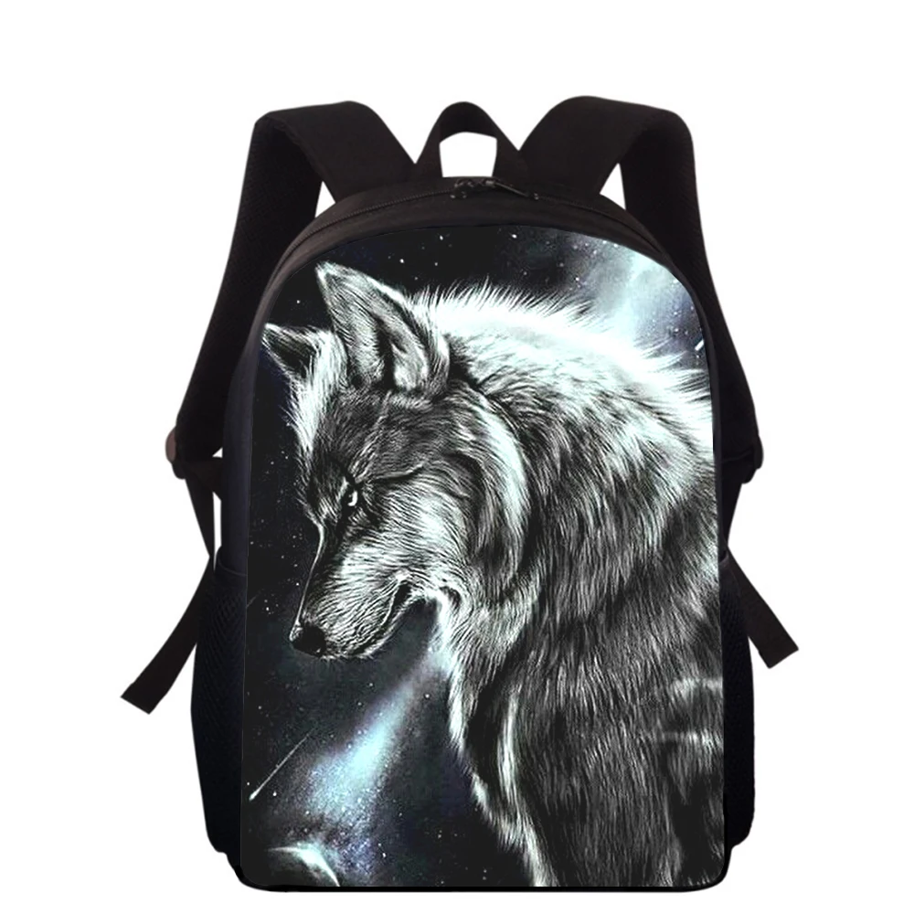 

16-дюймовый Детский рюкзак fierce Wolf с 3D рисунком, рюкзак для девочек, школьные сумки для учеников