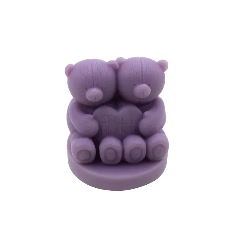 3D 입체 곰 실리콘 캔들 몰드 케이크 초콜릿 몰드 석고 아로마 테라피 몰드, DIY 작은 동물 실리콘 몰드