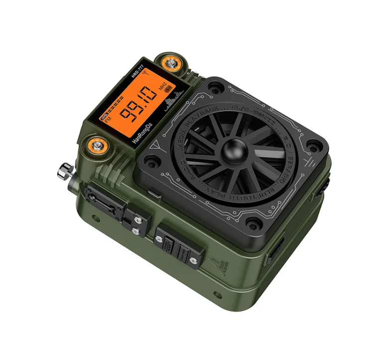 Hanrongda HRD-777 FM MW SW VHF WB Full-Band Bluetooth Radio Receiver Fingertip Gyroscope Mini Radio Multi-Function Mini Speaker radio receiver radio case