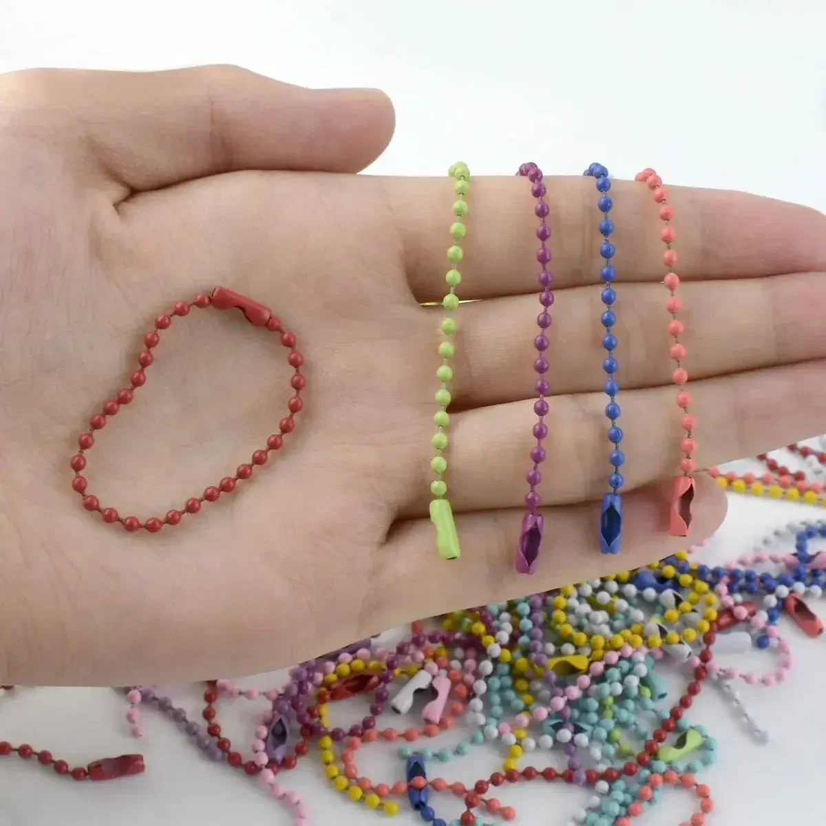 100-Piece Ball Bead Chains - 4.7 Inch 2.4mm Steel Keychain Chains For Jewelry Making & DIY Crafts