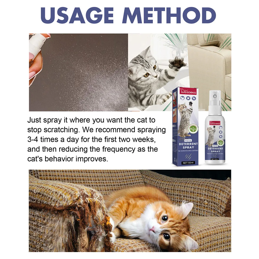 Cat Scratch Deterrent Spray Natural Scratching Training Aid Spray No Stimulation Orange Fragrance Sofa Furniture Protectors cat scratch deterrent spray