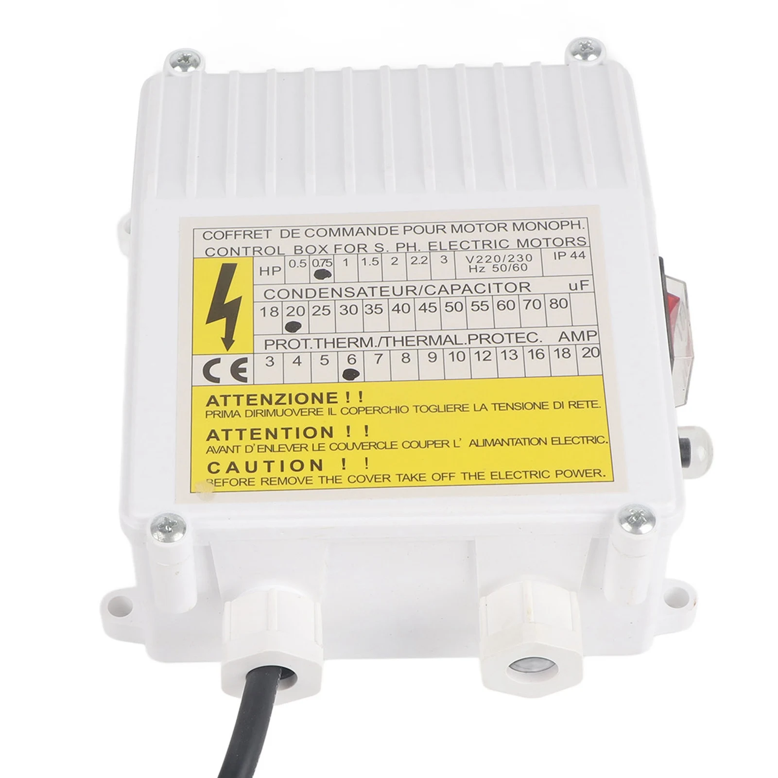 Pump Control Box Bulit in Thermal Circuit Breaker Controller for Well Submersible Household Suction Pumps