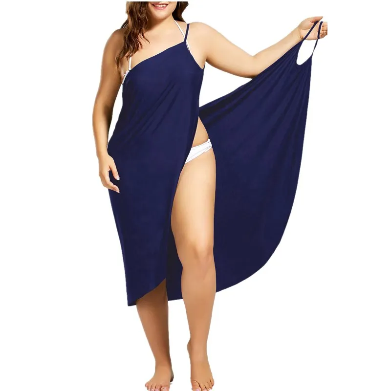 Oufisun Women Plus Size Pareo Beach Cover Up Wrap Dress Bikini Bathing Suit Femme Robe De Plage Beachwear Femme Tunic Kaftan cute dresses