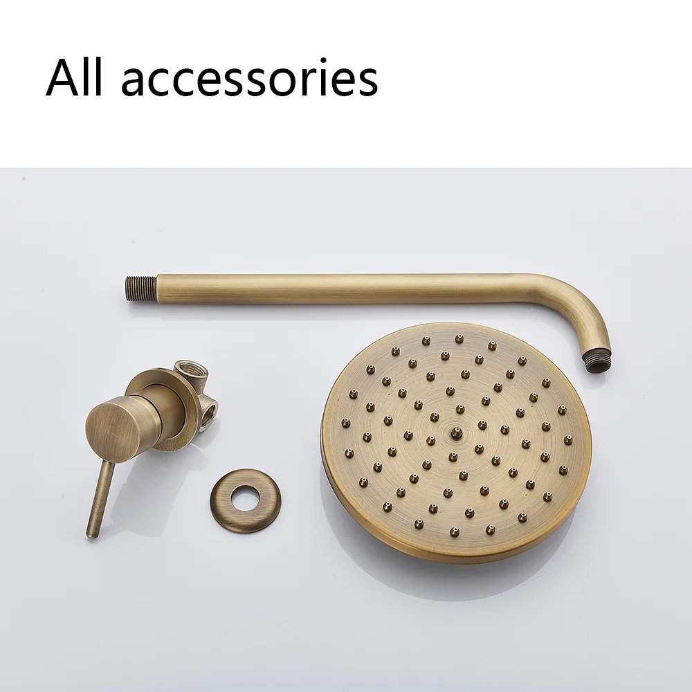 Senlesen Antique Brass Shower Faucets Set Ceramic Valve Core 8 inch Shower Head Wall Mount Hot Cold Mixer Tap Bathroom Faucet images - 6