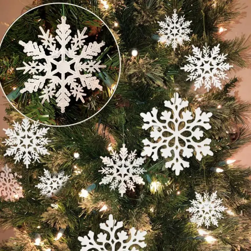 

Pieces Of Plastic White Snowflake Decorations Winter Christmas Tree Hanging Snowflake Decorations