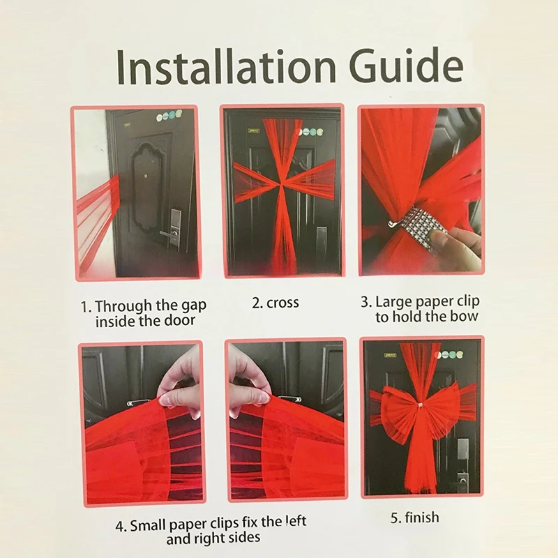 Description Picture 2 of itemDiamond-inlaid Christmas Red Organza Ribbon Bow Door Xmas Tree Fireplace Home Cupboard New Year Decoration Party Redbow Ornament