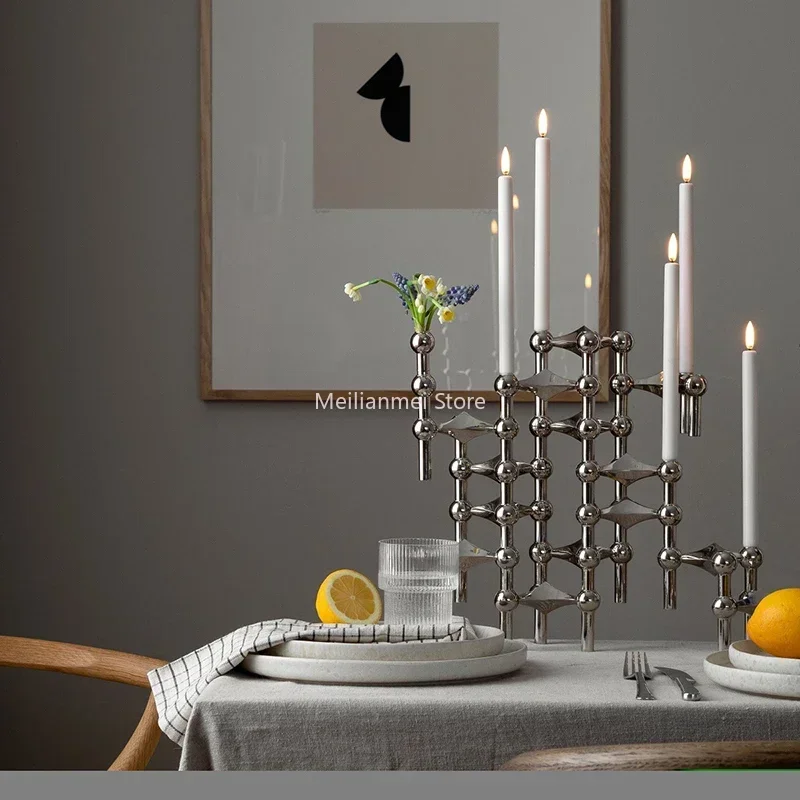 Candle Holders Molecular Structure Metal Candle Holder Nordic Gold Candlestick Centerpiece Living Room Decoration Gift home decore candelabra
