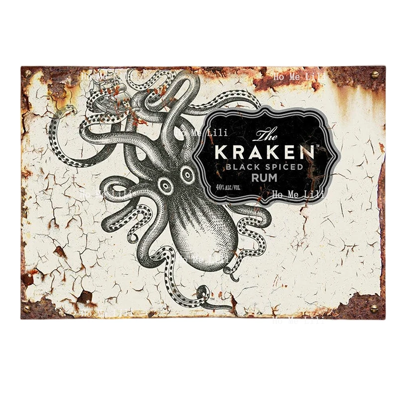 The Kraken Spiced Rum Signs Targa In Metallo Vintage Pub Tiki Bar Home Cafe Wall Beer Retro Club