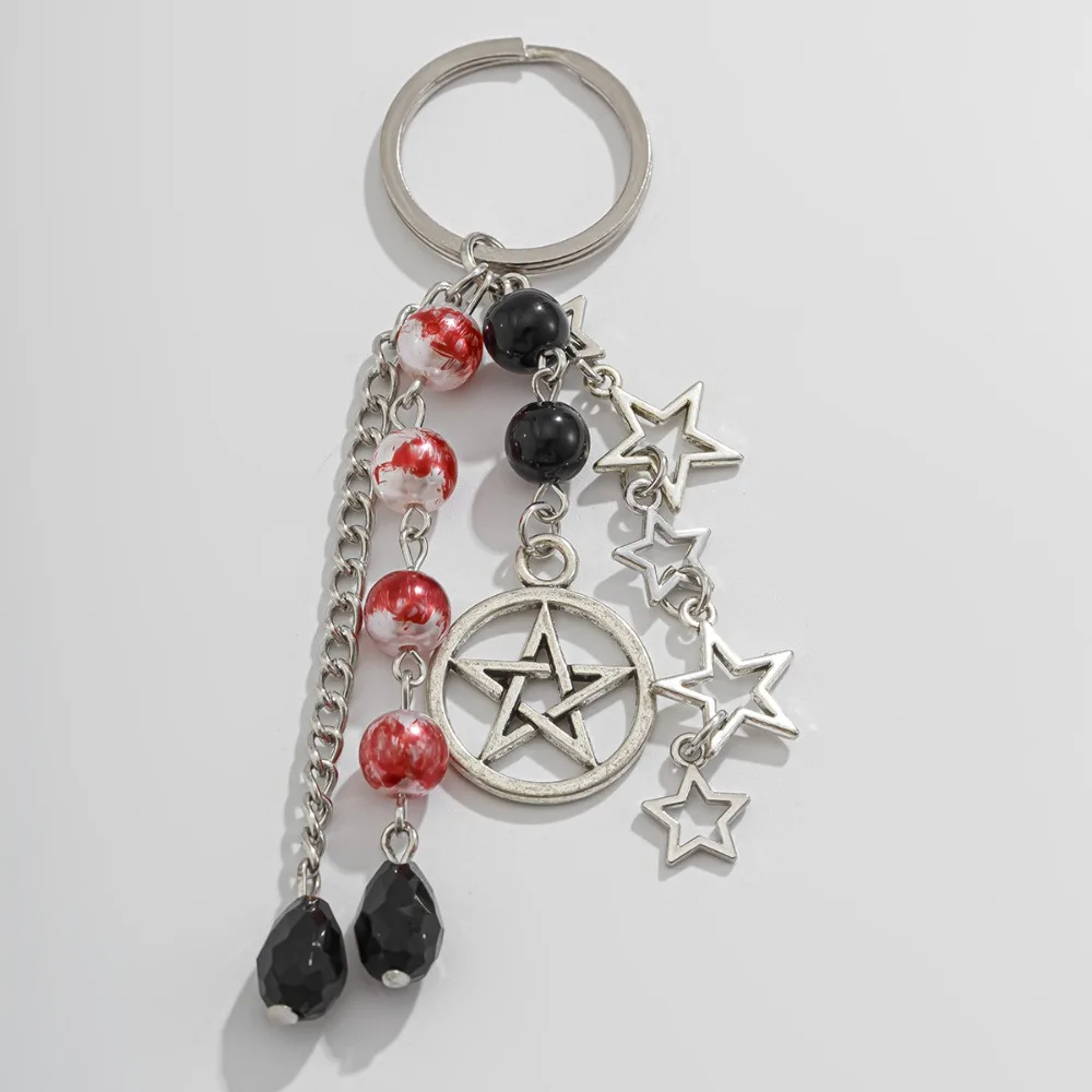 Y2k Fashion Keychain Flower Star Love Bow Strawberry Pendant Acrylic Key Chain Student Women Bag Backpack Accessories