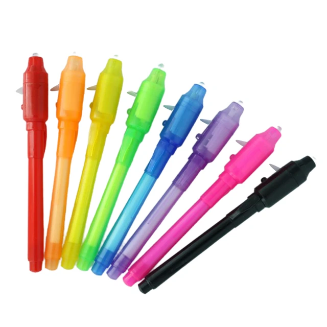 Stylo magique à lumière lumineuse 2 en 1, UV, stylo à encre Invisible,  jouet pour enfant, papeterie créative, école, bureau, dessin - AliExpress