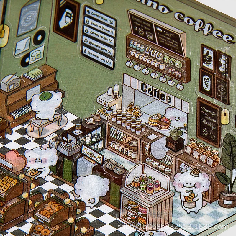 Storage Landscape Series 3D Sticker Paper DIY 4 in 1 Waterproof Restaurant Creative Journal Stickers 3d sticker paper