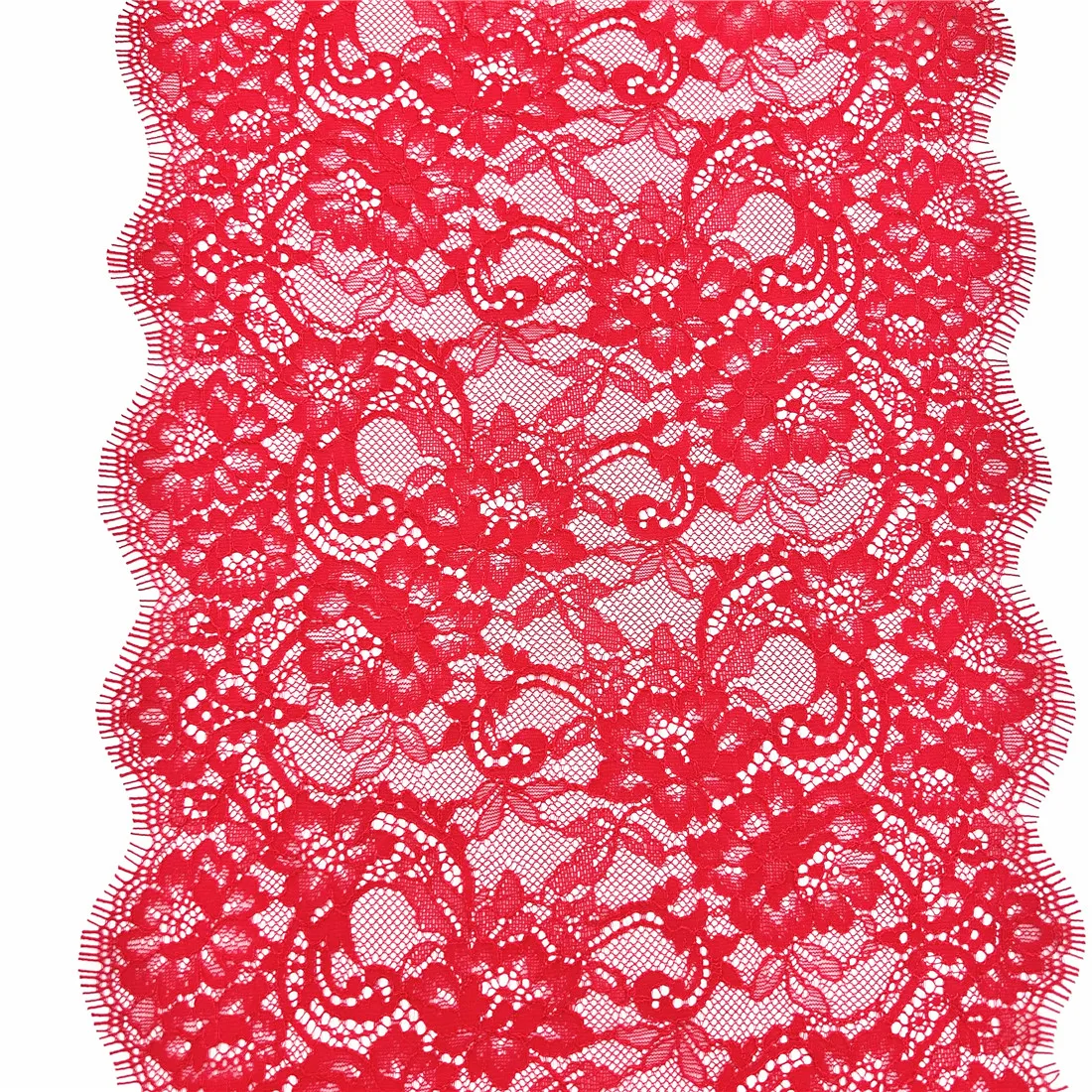 3y/Lot Width 9 3/4 Inch (25cm) No-Elastic Pink Red Eyelash Lace Trim 3