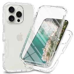 Transparent Full Coverage Shockproof Phone Case with 360 - Degree Protection - iPhone 16 (Clear)
