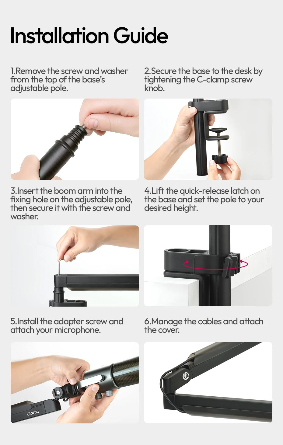 Adjustable Microphone Boom Arm Microphone Stand for Mic Camera Phone for Live-St
