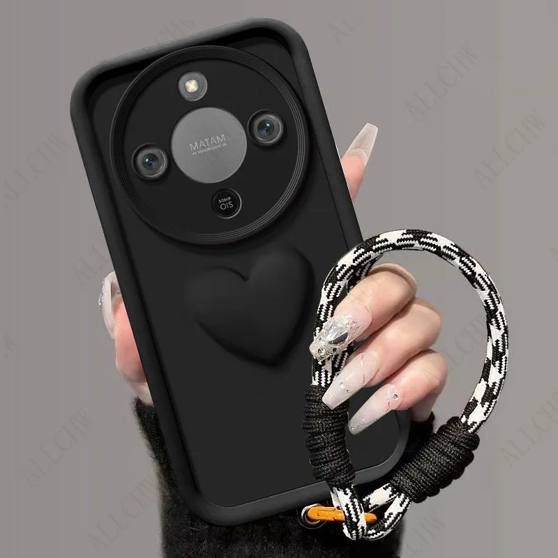 For Honor Magic Lite Series Protective Phone Case with Heart Hand Strap and Shockproof Design