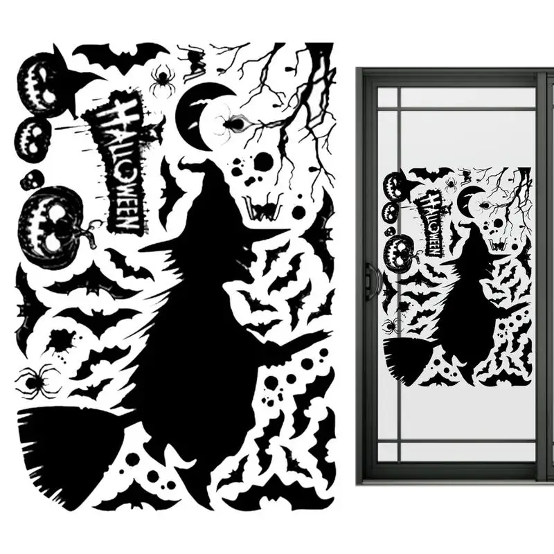 

Halloween Window Stickers Static Skeleton Ghosts Witch Pumpkin Silhouette Stickers Funny Scary Halloween Themed For Party Decor