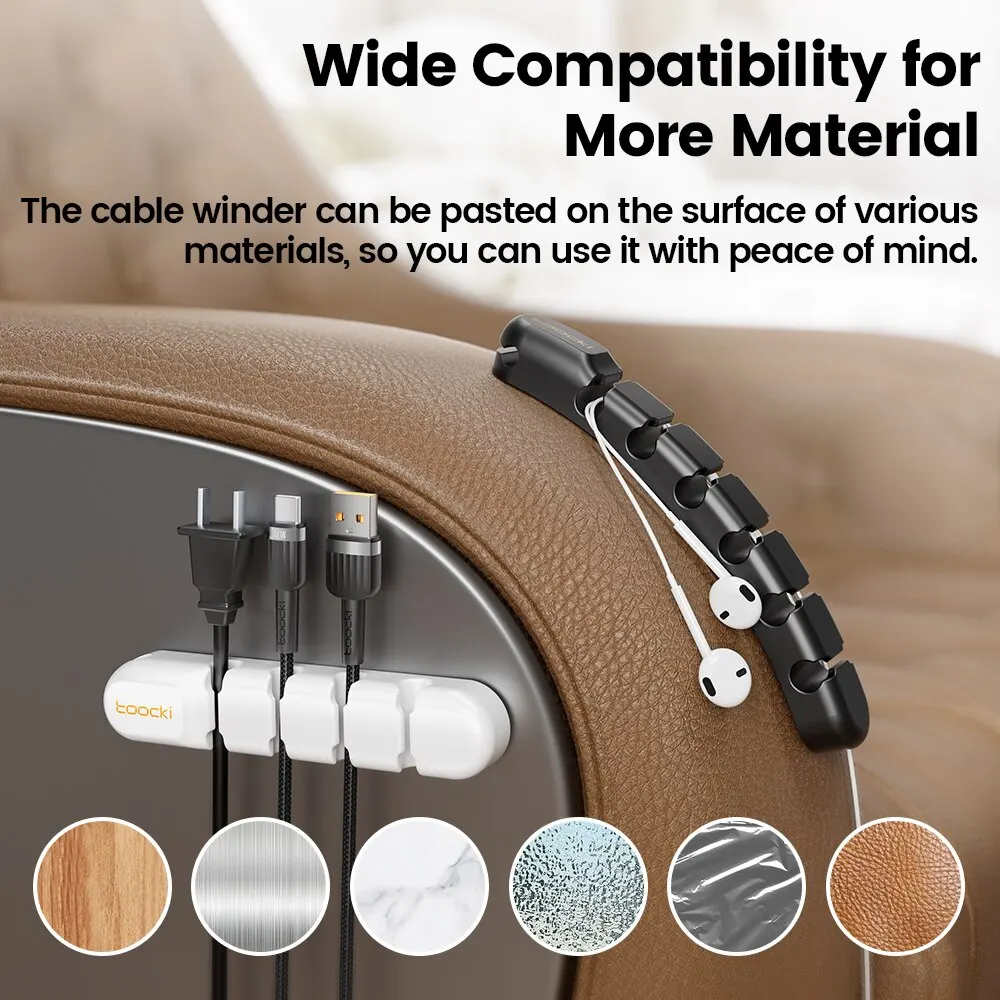 Cable Organizer Toocki Cable Wire Cord Management 7 Hole Holder USB Desktop Winder Clip Flexible Mouse Keyboard USB Type C Cable