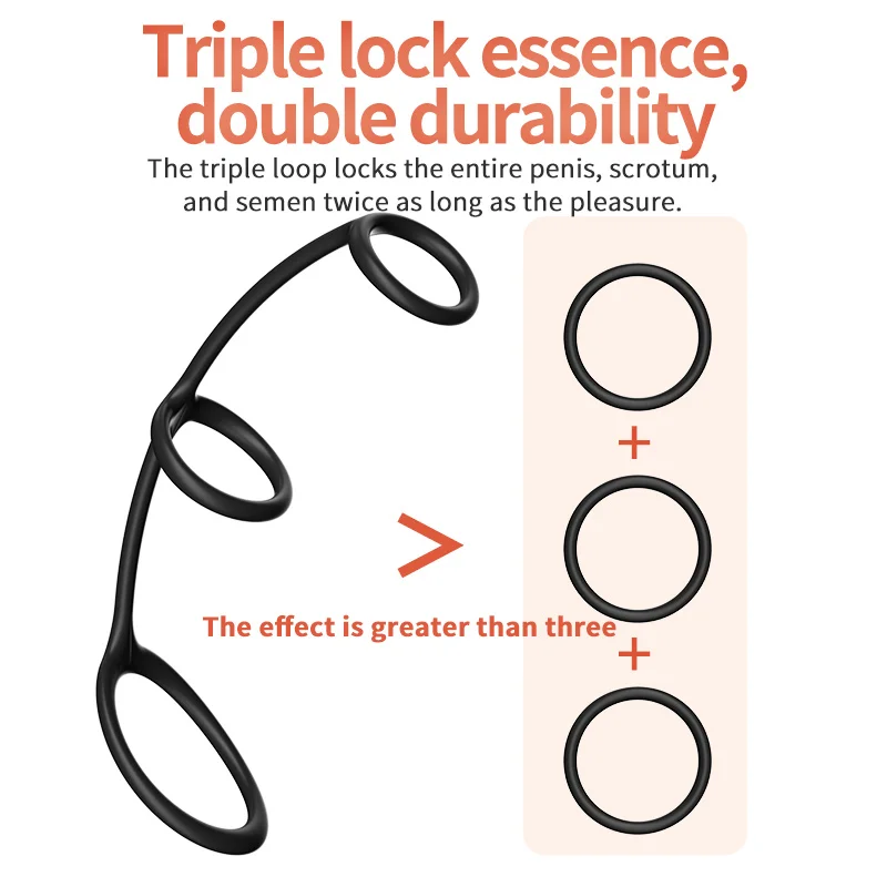 Soft Three-in-one Cock Ring Silicone Penis Ring Lock Ring Penis Delay Ejaculation SM Sex Toys For Men Gay Erection Enhance Ring — view 2