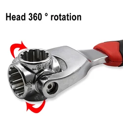 Clé à molette 48 en 1, outil universel de réparation voiture, 250 mm, fonctionne avec des boulons cannelés Torx 360 degrés 6 points 