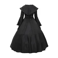 Gothic Medieval Dresses Retro Fashion Big Swing Long Sleeve Lace Up Hooded Dress Lace Flare Sleeve Dress Halloween Costumes - Image 4