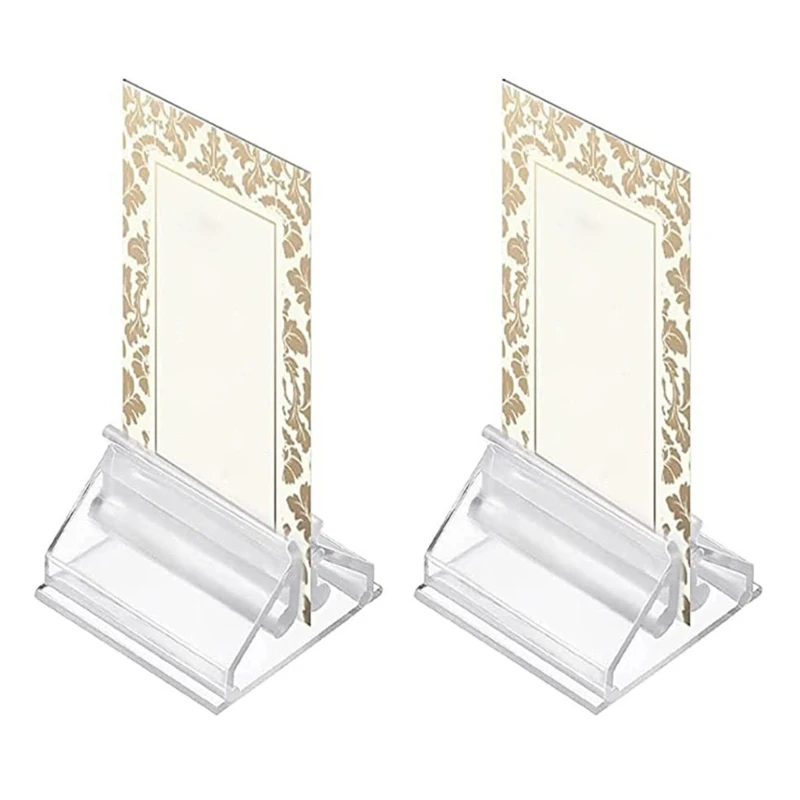20x/Set Transparent Place Cards Holders Playing Card Holders Plastic Sign Stand Photo Menu Labels Stand Dropsale