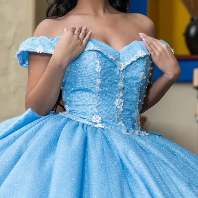 Saudi Arabic Sky Blue Princess Quinceanera Dresses Sweet 16 15 Girls Birthday Party vestidos de fiesta elegantes para mujer2024
