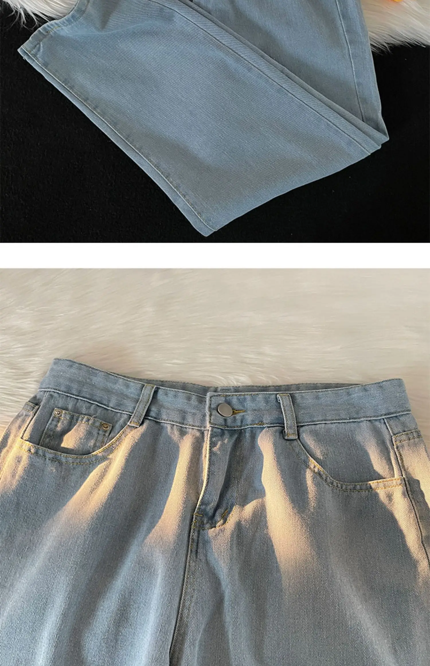 Description Picture 6 of item2024 Spring Summer Men's Fashion Student Long Straight Pants Male Solid Color Thin Jeans Men Loose Casual Denim Trousers F204