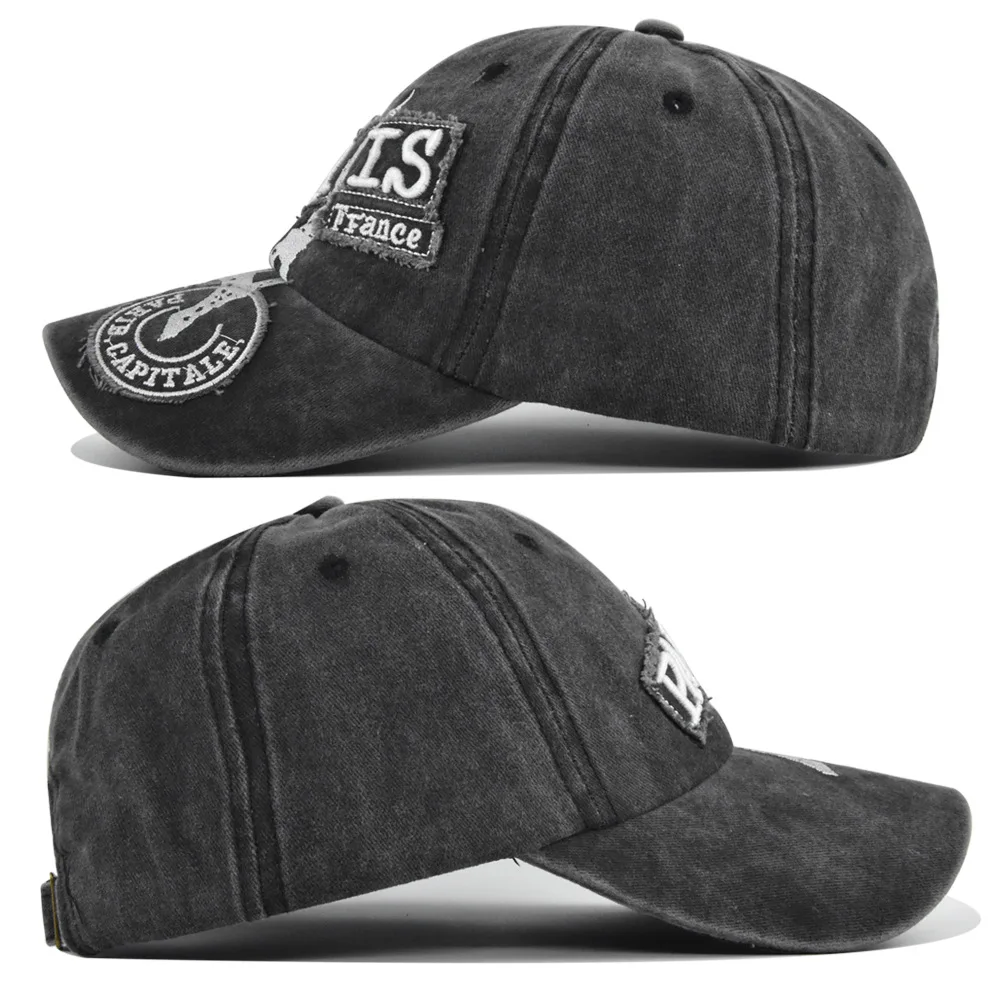 Baseball Cap Retro-style Sun hat Spring Autumn Wash water cowboy Paris French Eiffel Tower Cap Hip Hop Fitted baseball cap sun hat