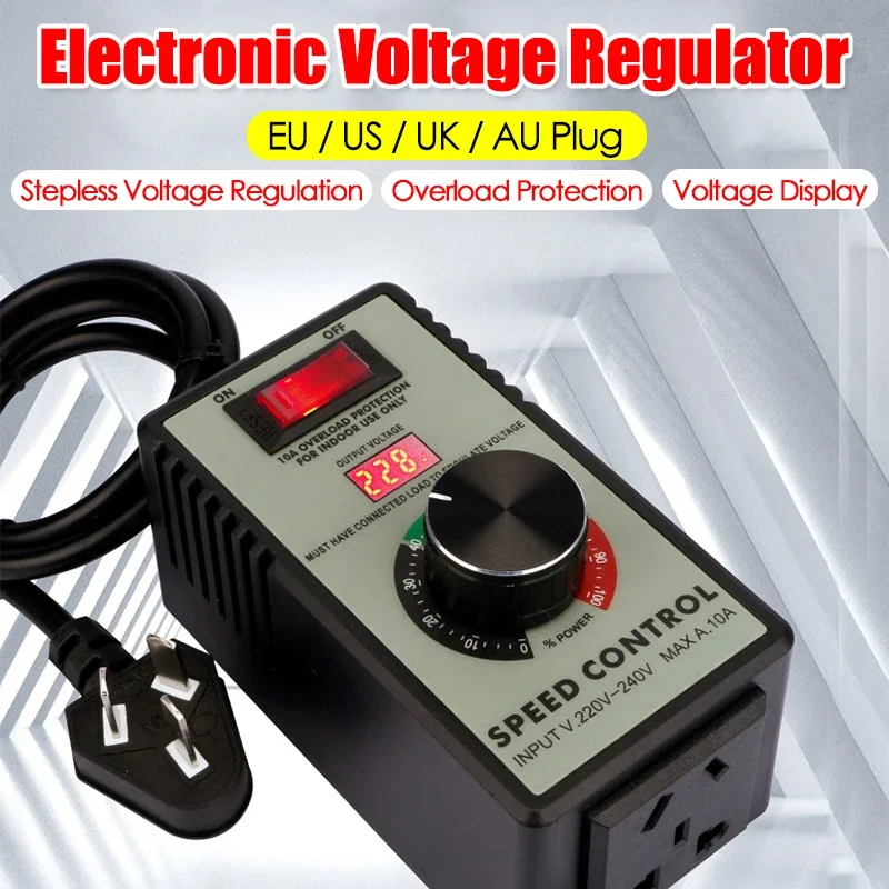 Description Picture 2 of item220V AC Motor Speed Controller Electric Router Exhaust Fan Grinder Drill Variable Voltage Regulator Switch LED Display 110V