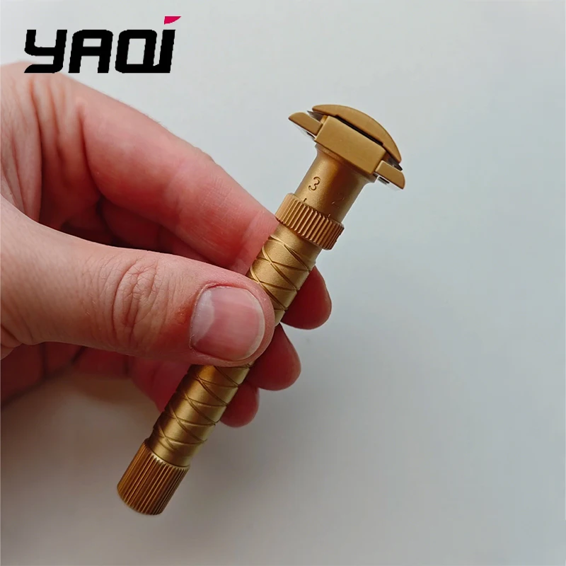 야치 100% 황동 소재 조절 가능한 더 파이널 컷 - 황동 V2 안전 면도기, 90mm 길이, 12mm 직경으로 편안한 그립감 제공