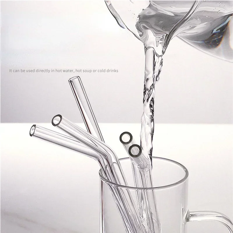Drinking Straws 200*8mm Clear Glass Straws for Smoothies Cocktails