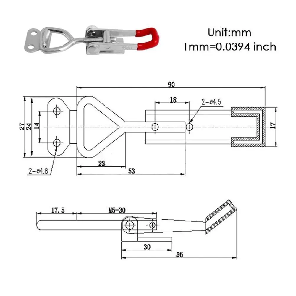Toggle Latch Clamp Adjustable 4001 4002 4003 Cabinet Boxes Lever Handle Lock For Sliding Door Furniture Hardware