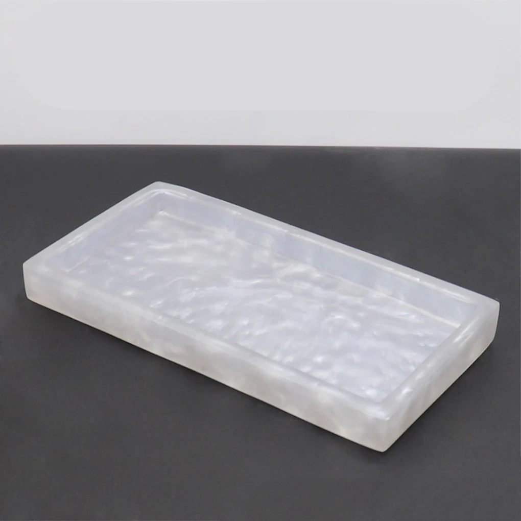 Stylish Bathroom Tray with Marbled Texture for Small Bathrooms Desktop Storage Tray