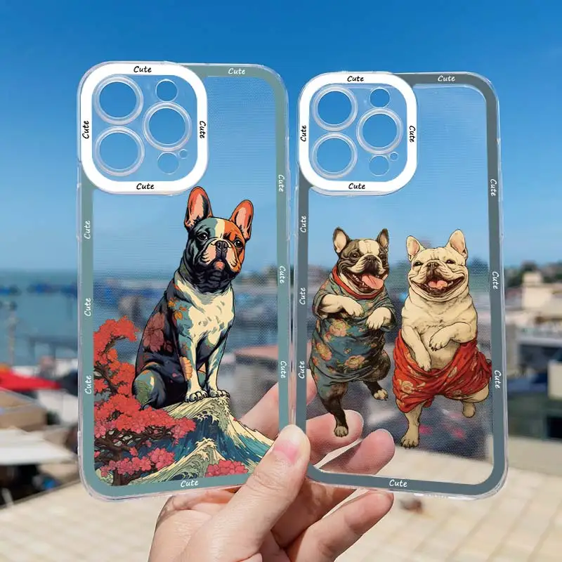 Dog Sea Wave Clear Transparent Phone Case Cover