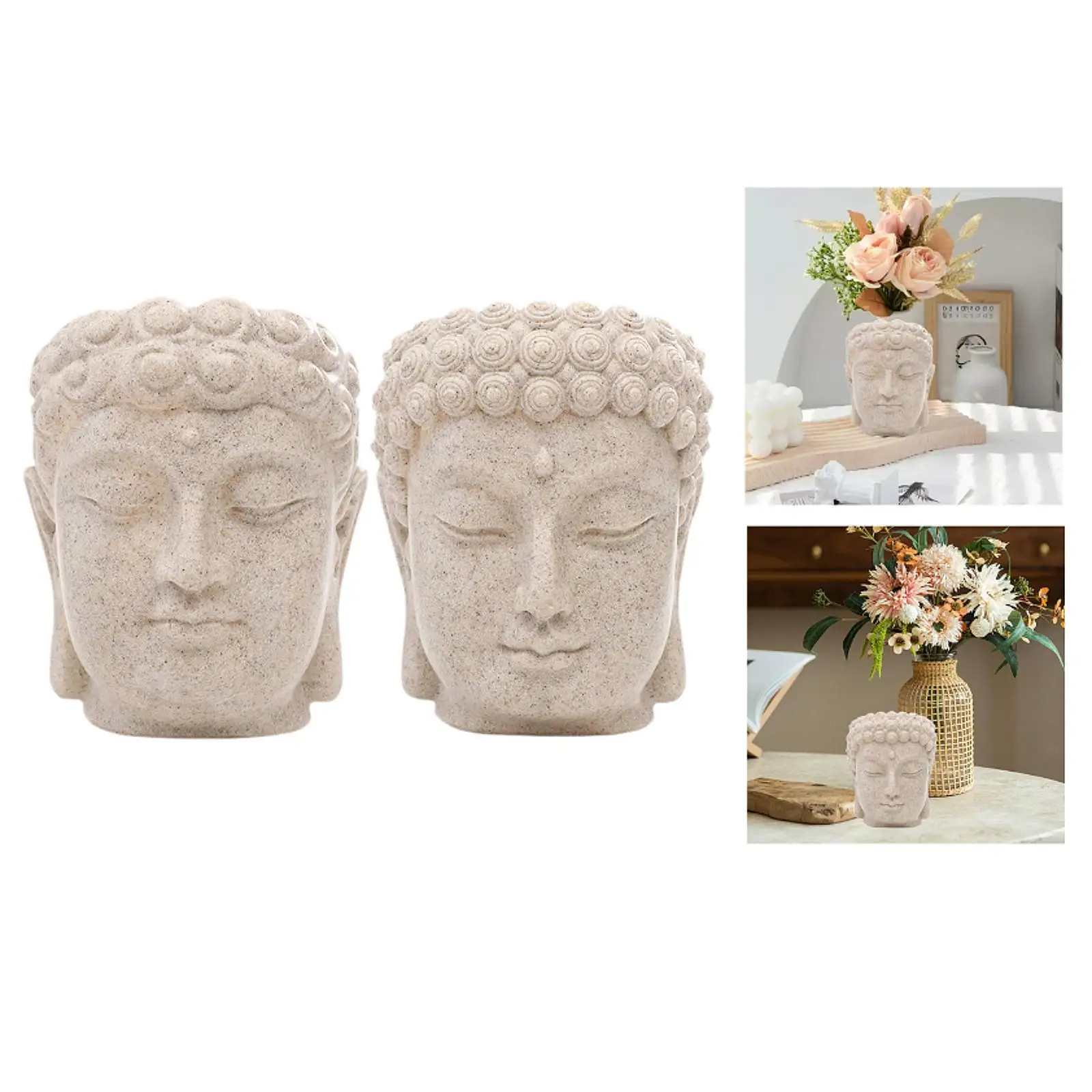 Buddha Head Figurine Flower Pot Plant Container Resin Desktop Ornament Planter for Patio Desk Shelf Indoor Outdoor Home Decor Buddha Head Figurine Flower Pot Plant Container Resin Desktop Ornament Planter for Patio Desk Shelf Indoor Outdoor Home Decor