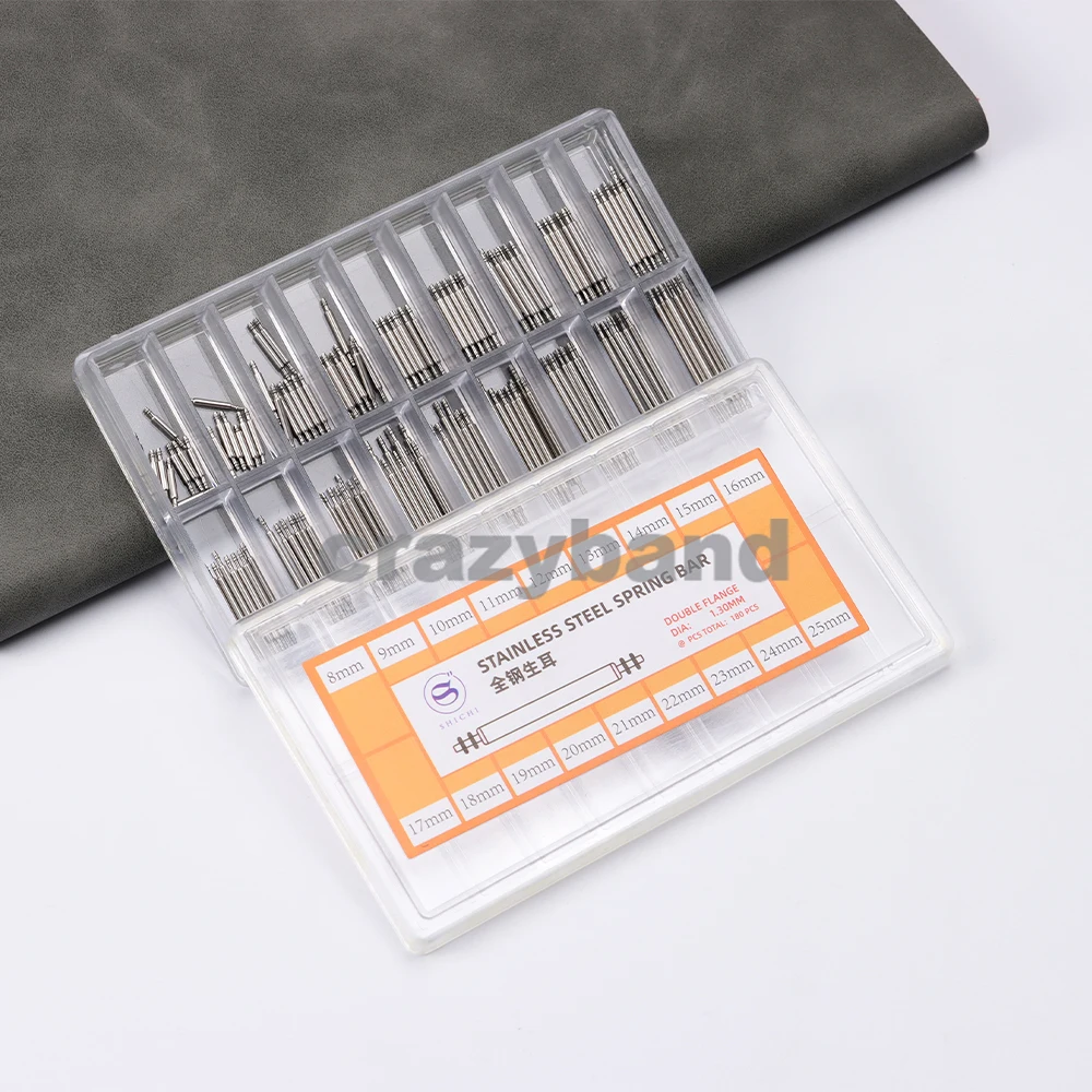 Premium Stainless Steel Spring Bars Assortment for Watchband Repair (180 Pieces)