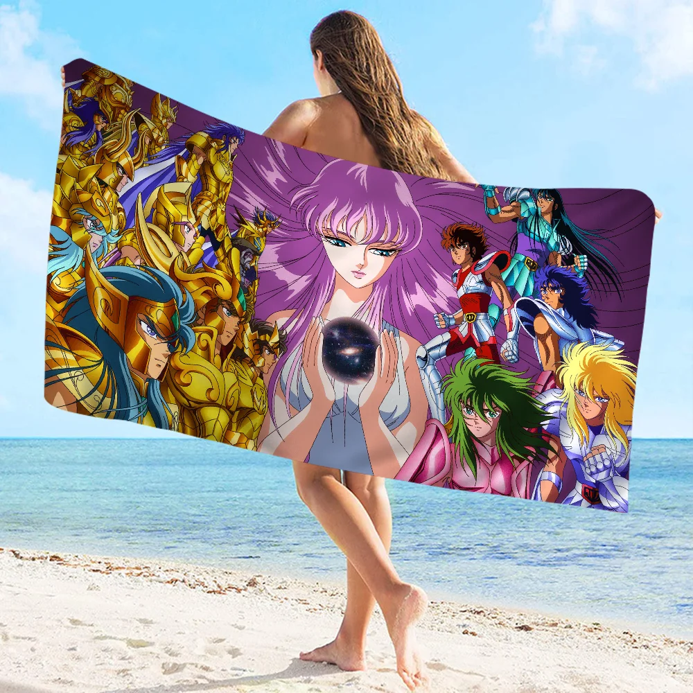 Saint seiya Beach Towel Cartoon Cute Summer Kids Large Bath Pool Beach Towel Microfiber Absorbent for Swimming Travel 2