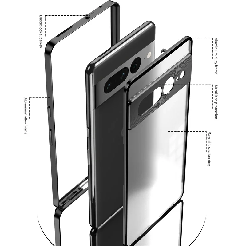 Durable Aluminum Alloy & Clear Acrylic Back Phone Case - Shockproof Protection