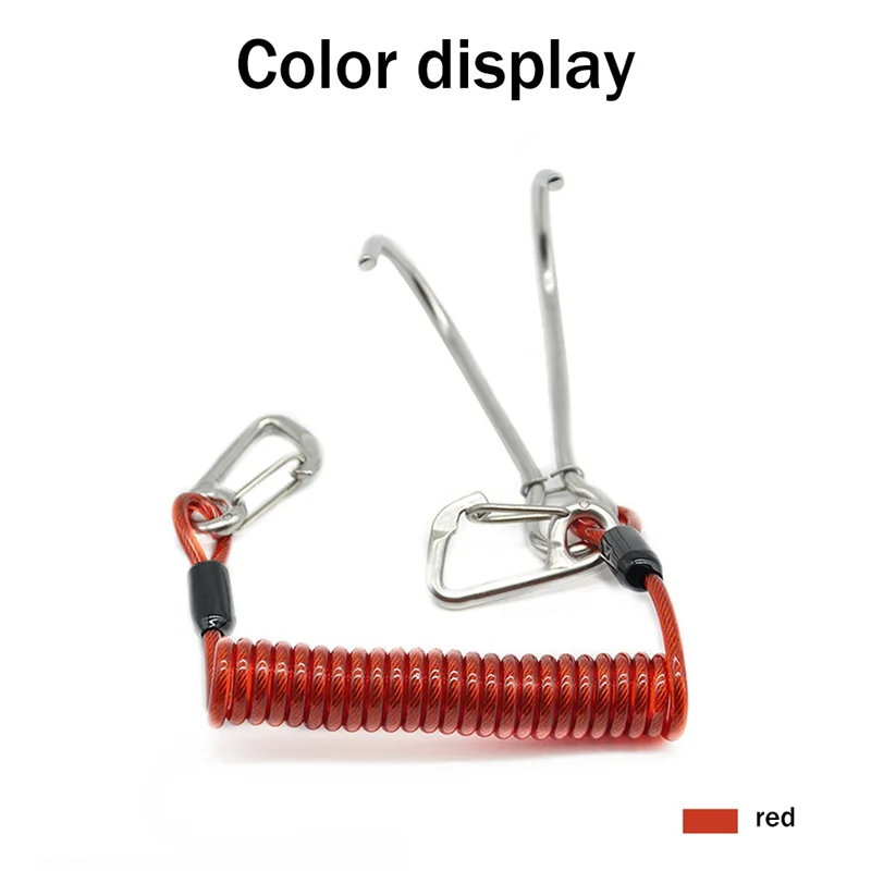 Double Head Dive Reef Rafting Hook Stainless Steel Reef Hook Spiral Coil Spring Cord Dive Safety Accessory
