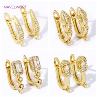 Fashion 18K Gold Plated Inlaid Zircon Shvenzy Earring Fixtures,Brass Earring Hooks Fasteners For DIY Jewelry Making Accessories 1