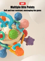 1 piece of early sensory training ball for infants aged 0-1 years old. A soft rubber grip ball that makes a sound when shaken 2