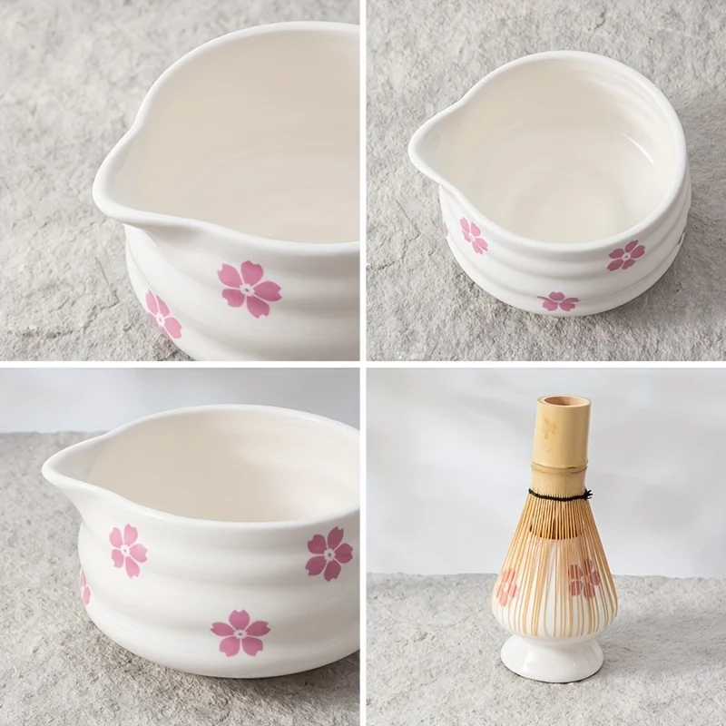 Cherry Blossom White Matcha Bowl Set - طقم وعاء ما...