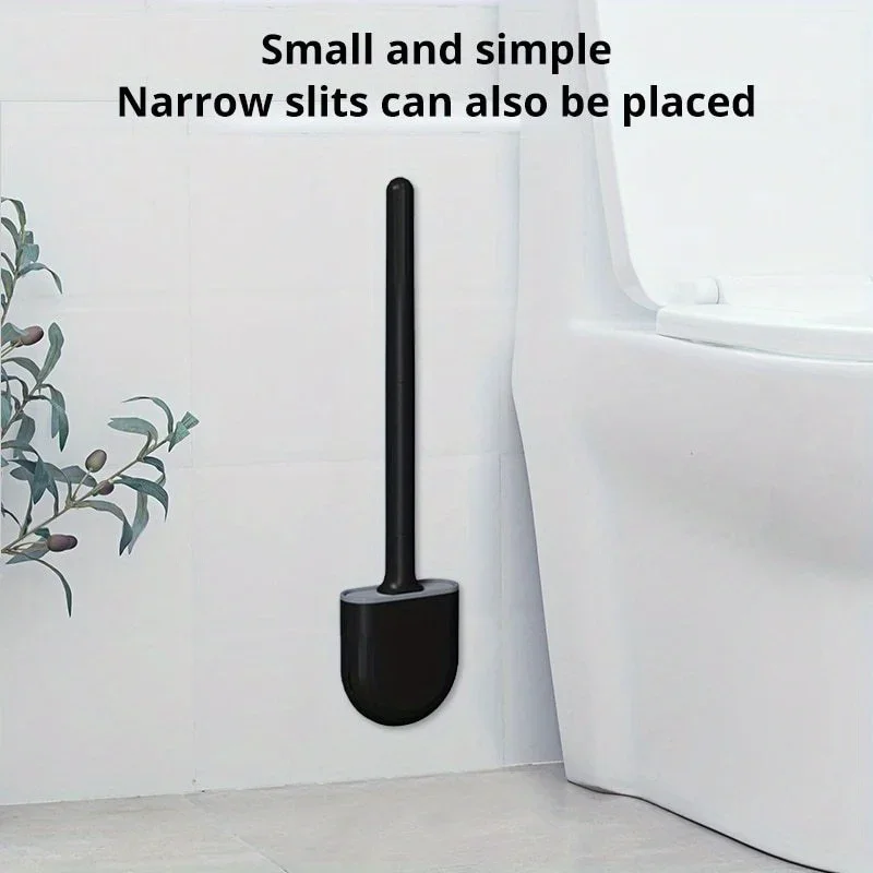New Soft Plastic Toilet Brush Toilet Cleaning Brush Detachable Rod No Punch Wall Hanging No Dead Angle with Base Toilet Brush