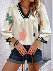 Plus Size 1Xl-5XL Women's Fashion Shirt Blouse Casual V-neck Loose Summer Casual Outdoor Tee Shirt Breathable Tops - Image 5