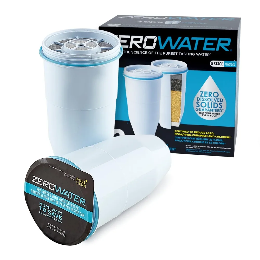 Ice Cube Maker Machine Countertop with Ice Scoop & Basket + ZeroWater Replacement Filter 2-Pack Improves Tap Water Taste