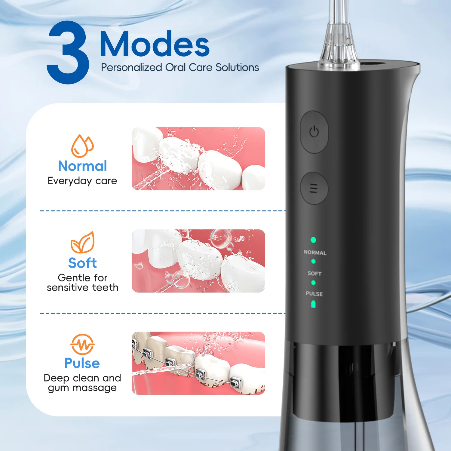 Oral Irrigator F29 Portable Dental Water Flosser USB Rechargeable 300ML Tank Waterproof