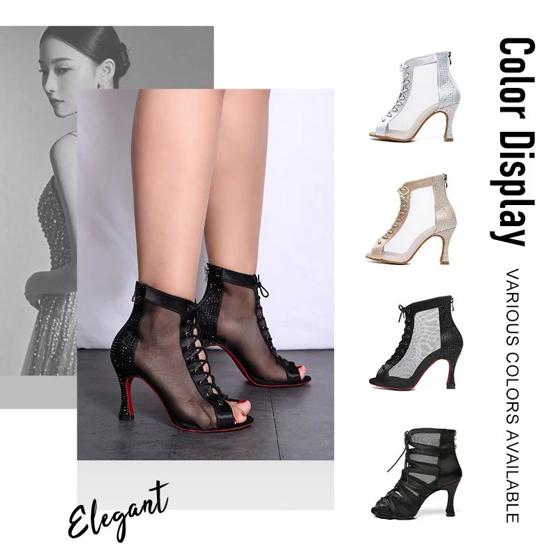 SWDZM Women Latin Dance Shoes Ladies Dancing Shoes Woman Tango Ballroom Dance Boots High Heels Salsa Party Dancing Boots dance shoes
